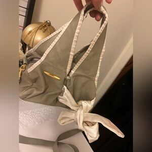 Chic Gray and Cream Women's Shoulder Bag